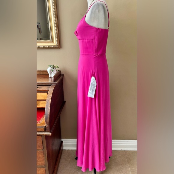 Dress the Population Cambria Pink Tie Bodice Gown  Knot Front Maxi Dress L NWT - Picture 8 of 16